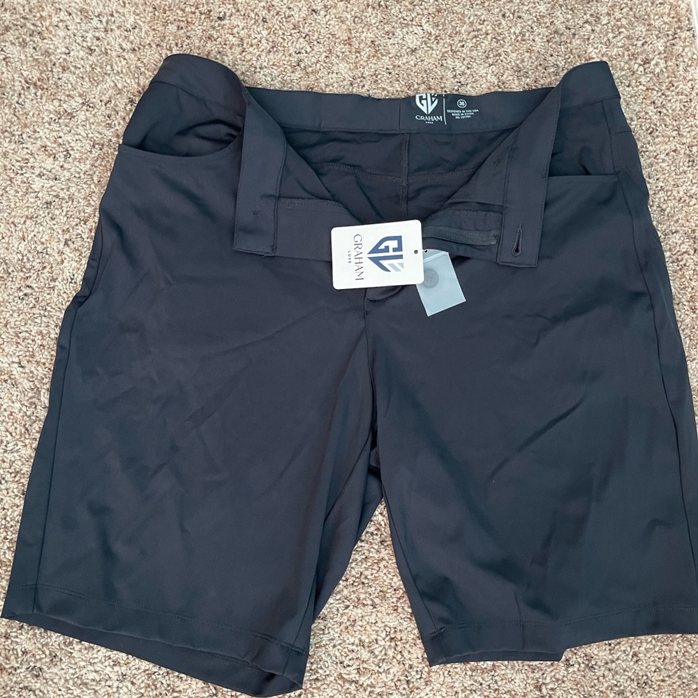 Men’s golf shorts size 36, black, NWT, athletic, Graham Luxe brand